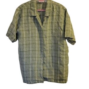 Elisabeth by Liz Claiborne Green Plaid Shirt